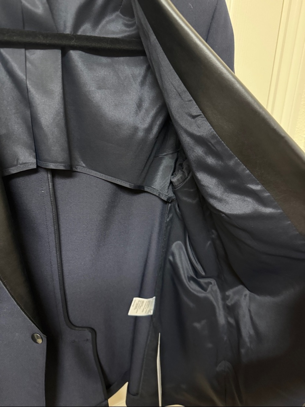 Akris Navy Blazer with Black Leather Lapel - Picture 6 of 10